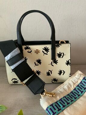 NWT TORY BURCH BLAKE PRINTED MINI TOTE SCATTER DAISY CROSSBODY BAG